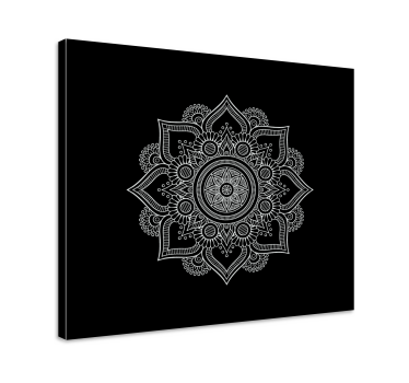 Svart og hvitt mandala-trykk på veggkunst - Tenstickers