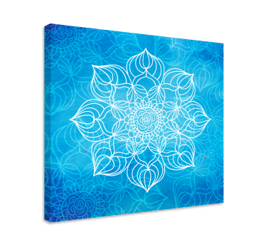 Blå maling sprut mandala trykk vegg kunst - Tenstickers