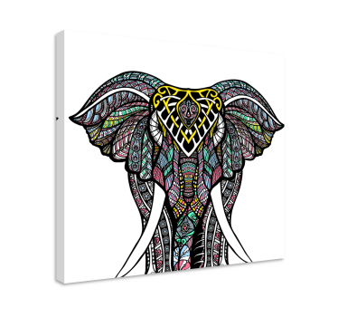 Flerfarget etnisk elefant lerretskunst - Tenstickers