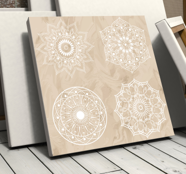 Fire beige mandala trykk vegg kunst - Tenstickers