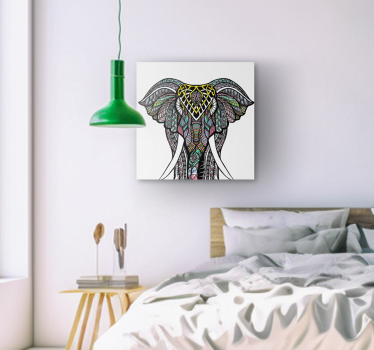 Flerfarget etnisk elefant lerretskunst - Tenstickers