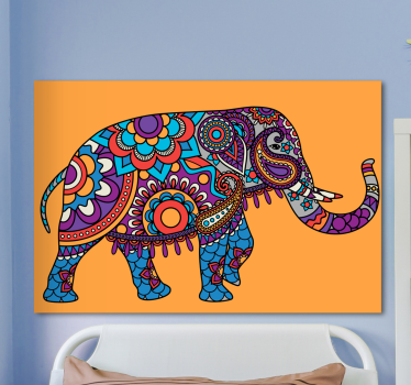 Flerfarget mandala elefanter vandre lerret kunst - Tenstickers