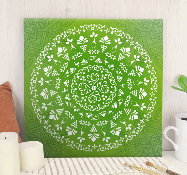 Grønn dekorativ rund mandala trykk vegg kunst - Tenstickers
