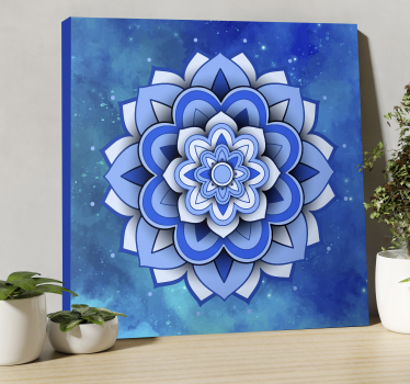 Mandala blomsterblå mandala trykk vegg kunst - Tenstickers
