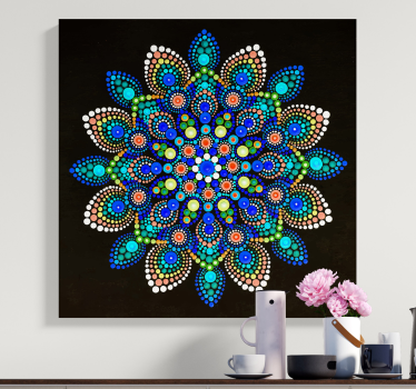 Mandala fargerike prikker mandala trykk veggkunst - Tenstickers