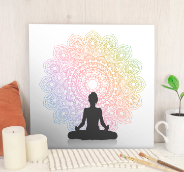 Regnbue yoga mandala trykk veggkunst - Tenstickers