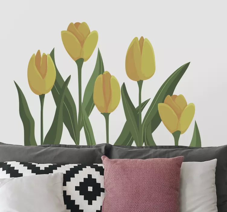 5 gule tulipaner blomstervegg klistremerke - Tenstickers
