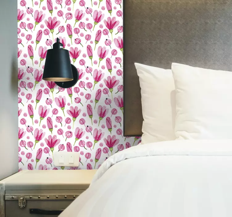 Rosa blomstermøbler klistremerke - Tenstickers