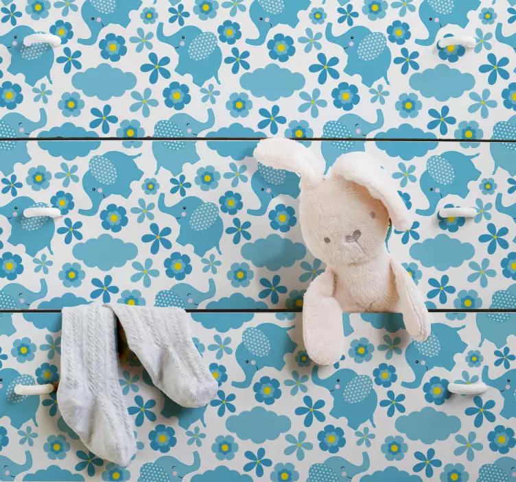 Blomster elefant mønster tapet - Tenstickers