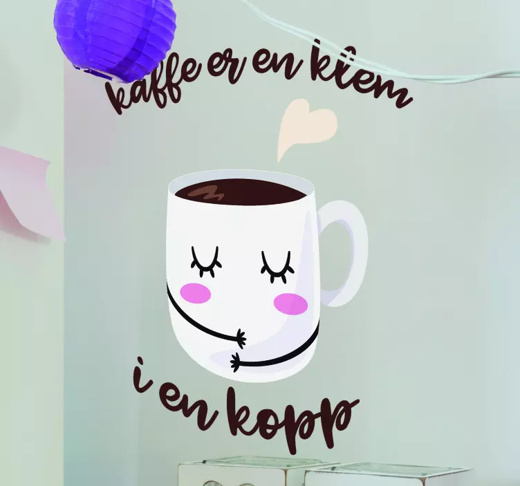 Kaffe er en klatre i en kopi tekst klistremerke - Tenstickers