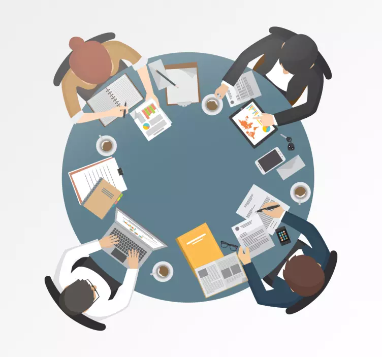 Rundt bord kontor klistremerke - Tenstickers