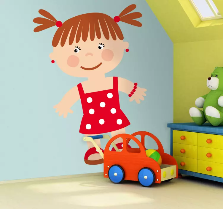 Klistremerke for barn med sjarmerende kvinne-silhuett - Tenstickers