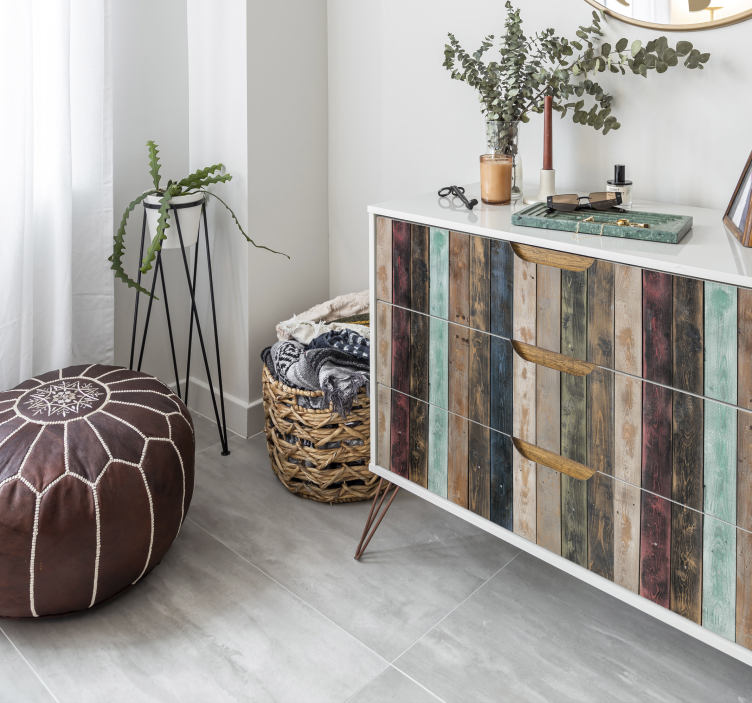 Fargerike malte vertikale planker klistremerke møbler - Tenstickers