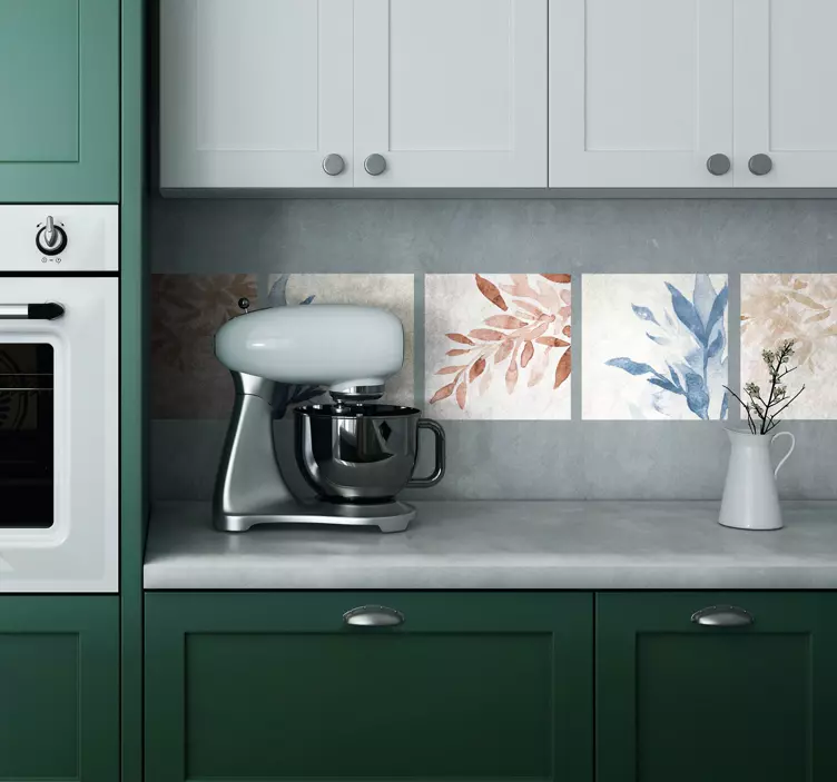 Blomstermønster i akvarell fliseklistremerke - Tenstickers