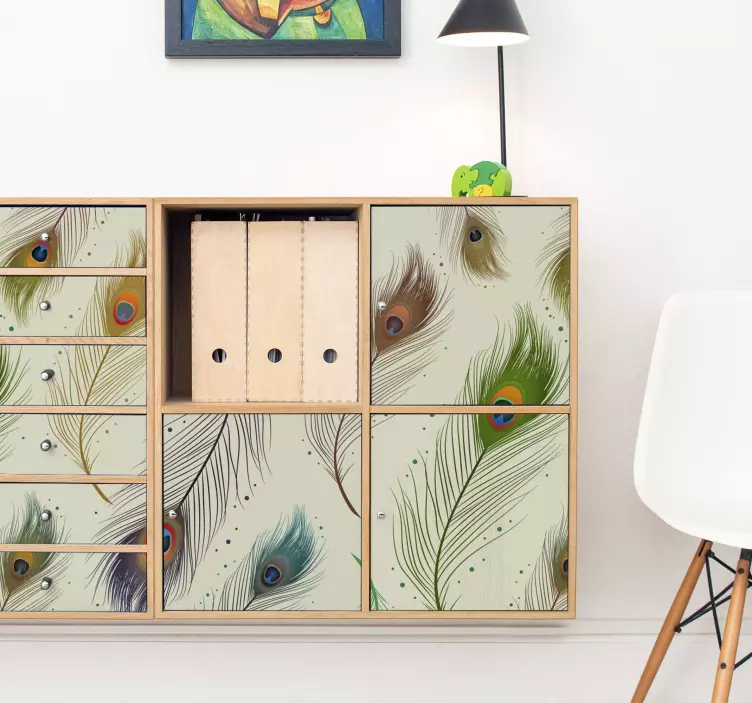 Påfuglfjærmøbler klistremerke - Tenstickers