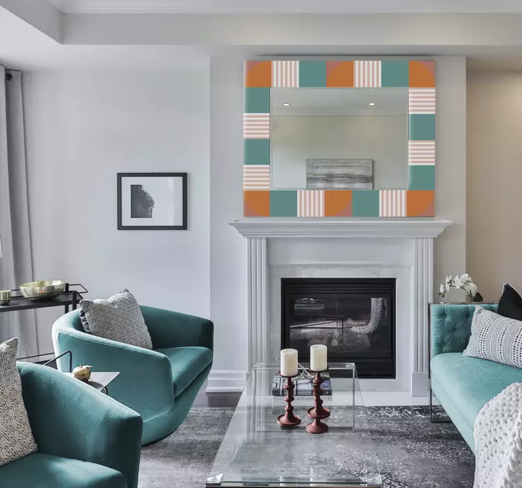 Fargerik geometrisk ramme klistremerke dyr - Tenstickers