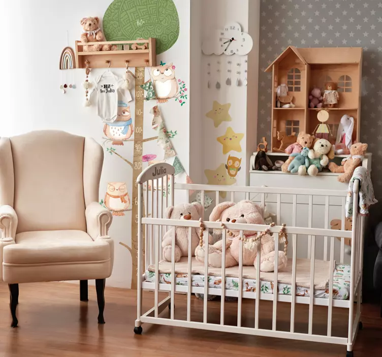 Barn ugle meter høydekart veggoverføringsbilde - Tenstickers