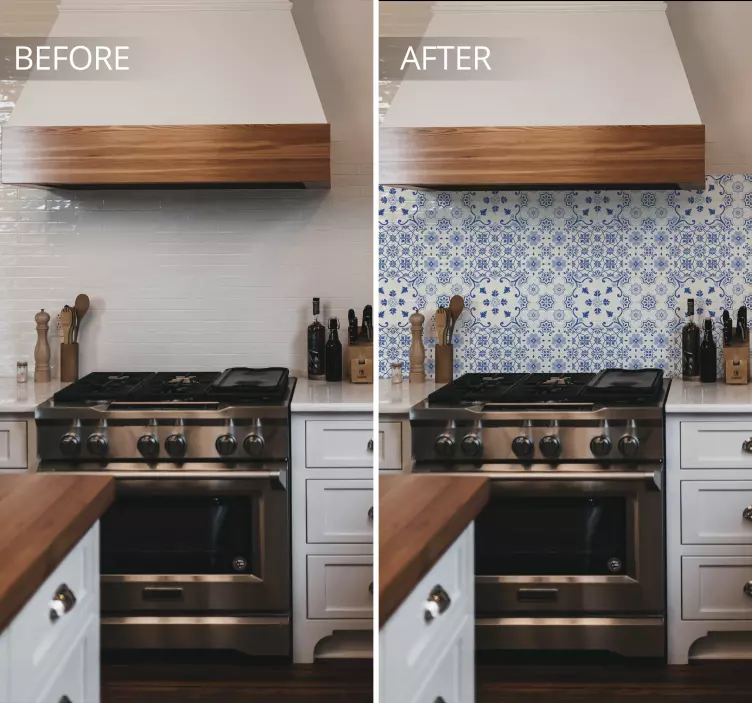 Vintage blå fliser klistremerke - Tenstickers