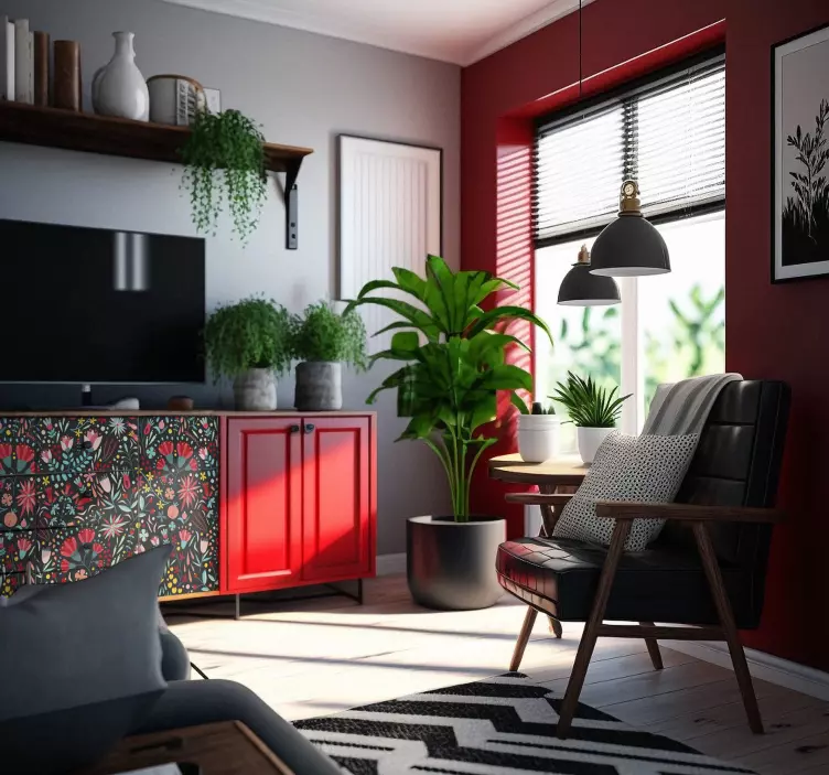 Flerfarget blomster med klistremerke til møbler - Tenstickers