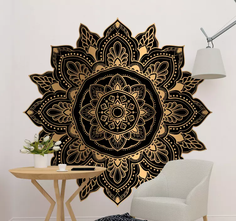 Mandala med elegante dråper og linjer veggoverføringsbilde - Tenstickers