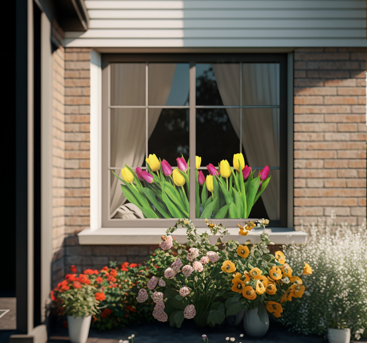 Tulipaner bukett vindu klistremerke - Tenstickers