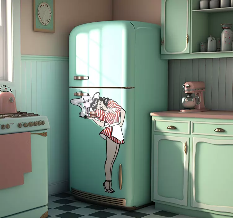 Retro 50s servitør klistremerke - Tenstickers