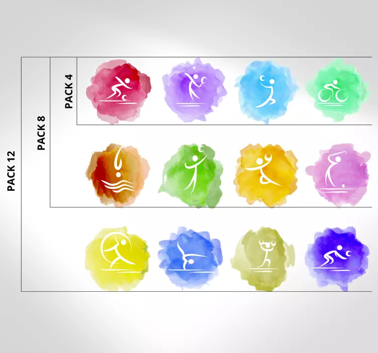 Sport klistremerke fargerike idrettsikoner - Tenstickers