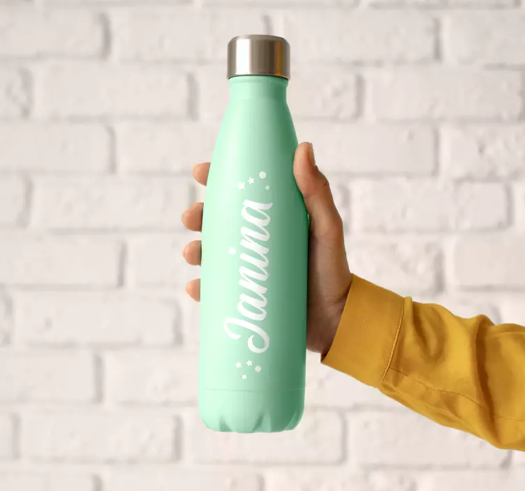 Vannflaske klistremerke med navn - Tenstickers