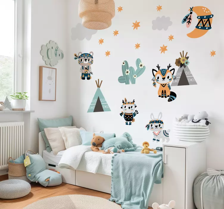 Dyr i indisk stil illustrasjon klistremerker - Tenstickers