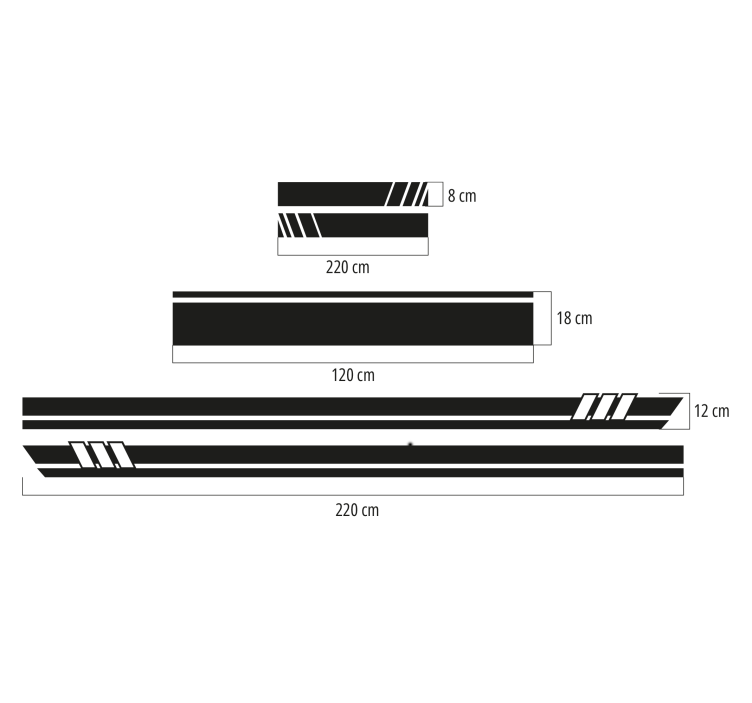 Striper 5 stk sett klistremerke til bil - Tenstickers