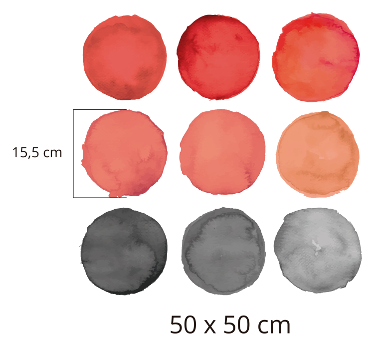 Grå sirkler og pantone korall veggoverføringsbilde - Tenstickers