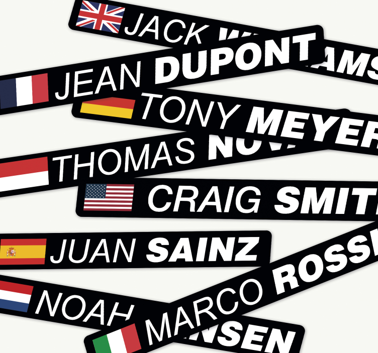 Landeveissykkel med flagg og navn sykkel klistremerke - Tenstickers