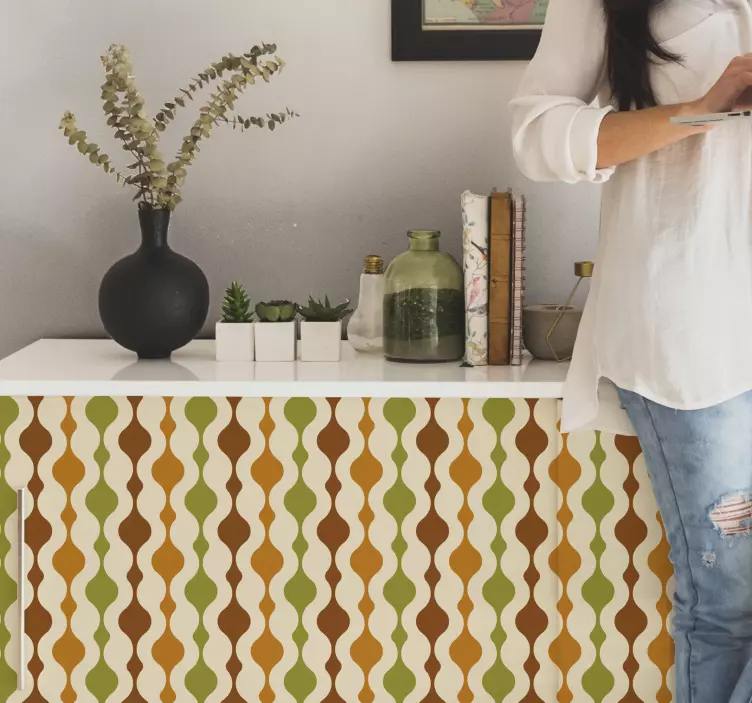 70-tallet stripe figurer møbler klistremerke - Tenstickers