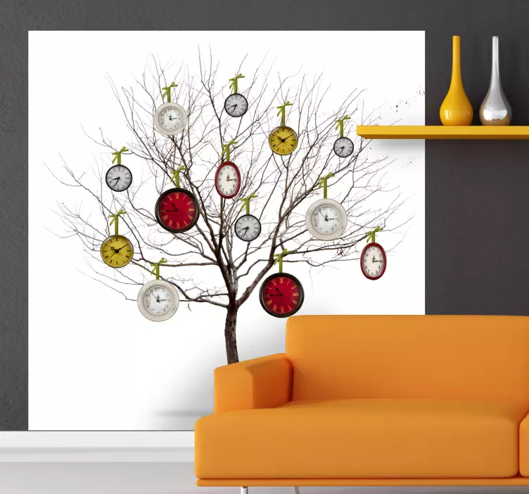 Abstrakt kunst klokke trevegg mural klistremerke - Tenstickers