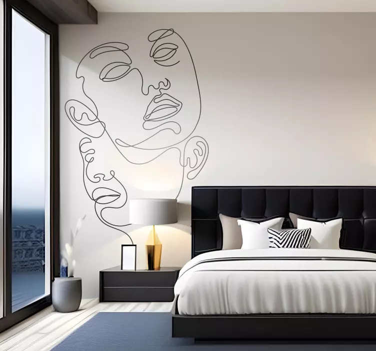 Abstrakte ansikter wallsticker soverom - Tenstickers
