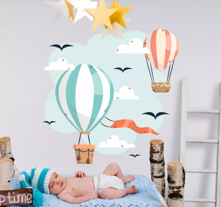 Air balloons og clouds wall sticker for kids - Tenstickers