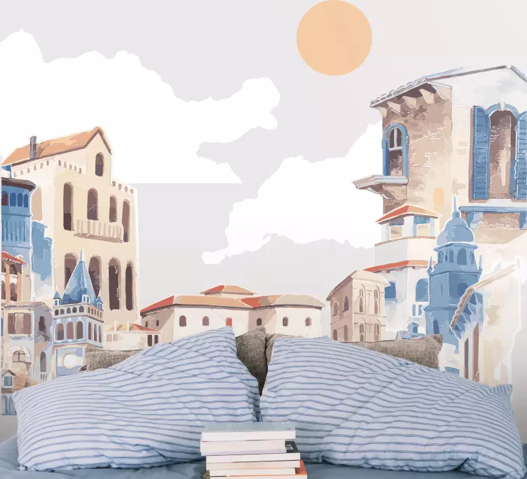 Akvarell by tegning illustrasjon klistremerker - Tenstickers