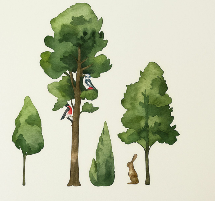 Akvarelltre av tre wallsticker - Tenstickers