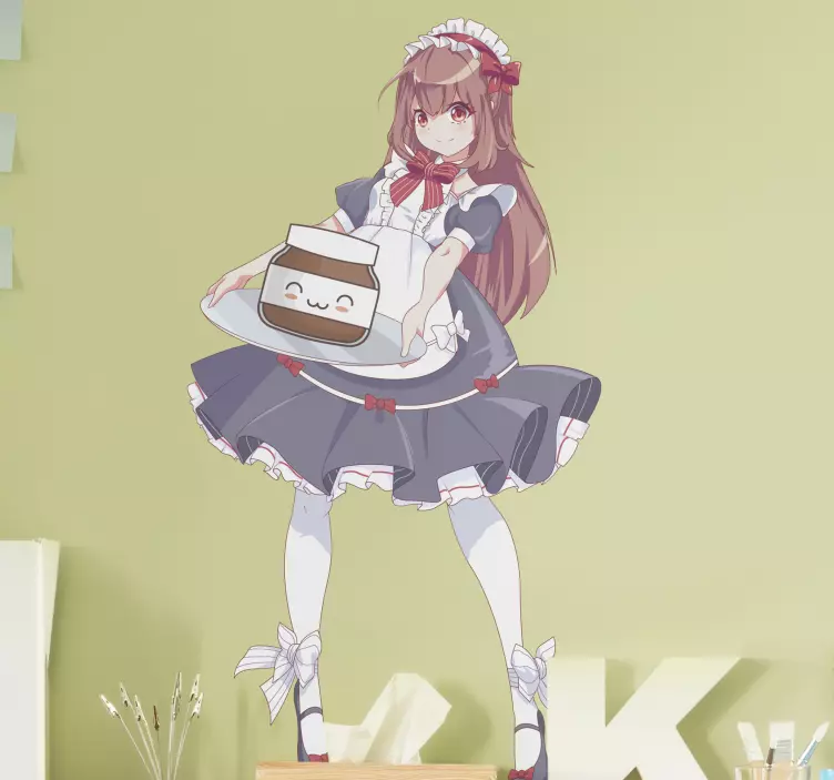 Anime jente med nutella tegneserie klistremerke - Tenstickers
