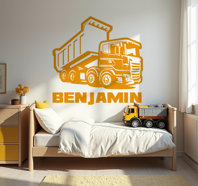 Anleggsbil med navn wallsticker for barn - Tenstickers