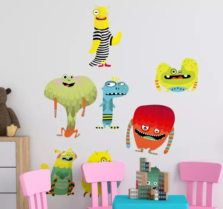Ark med fargede monstre monster klistremerke - Tenstickers