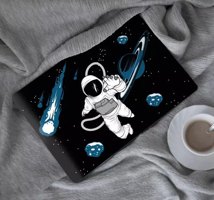 Laptop klistremerke astronaut i svevende kosmos - Tenstickers