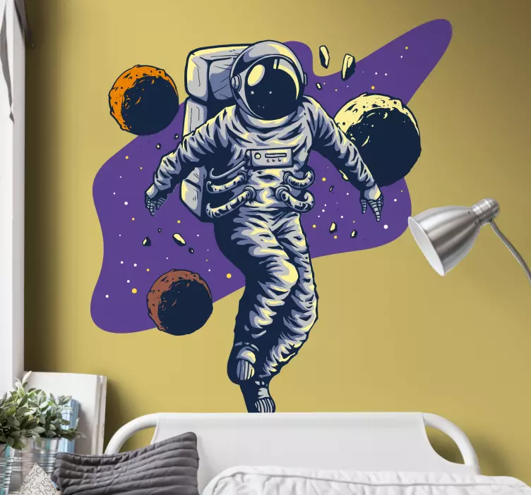 Astronaut i bane verdensrommet klistremerke - Tenstickers