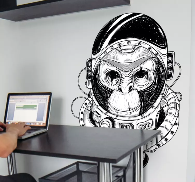 Klistremerke med astronaut monkey science - Tenstickers