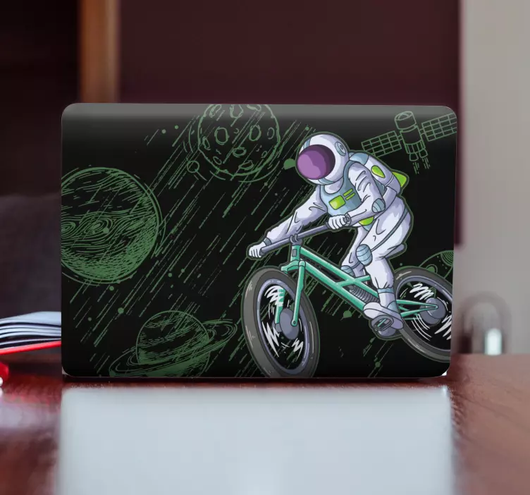 Astronaut på sykkel laptop klistremerke - Tenstickers