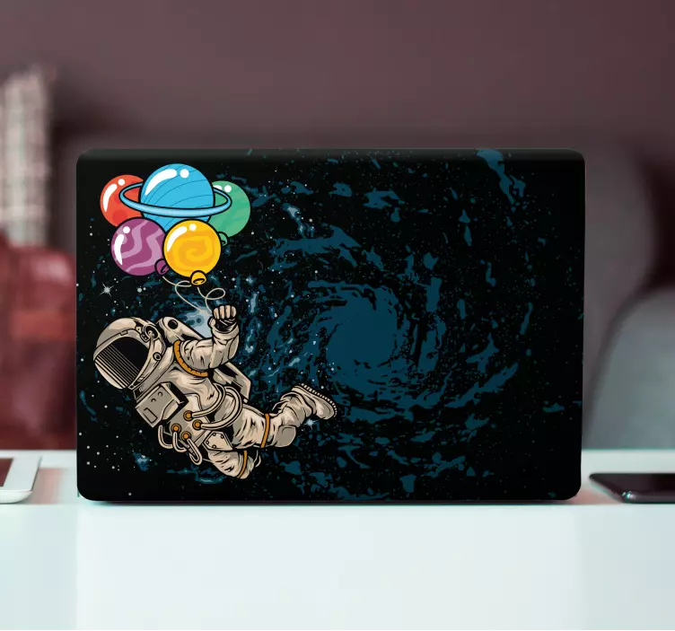 Astronaut flyr med ballonger laptop sticker - Tenstickers