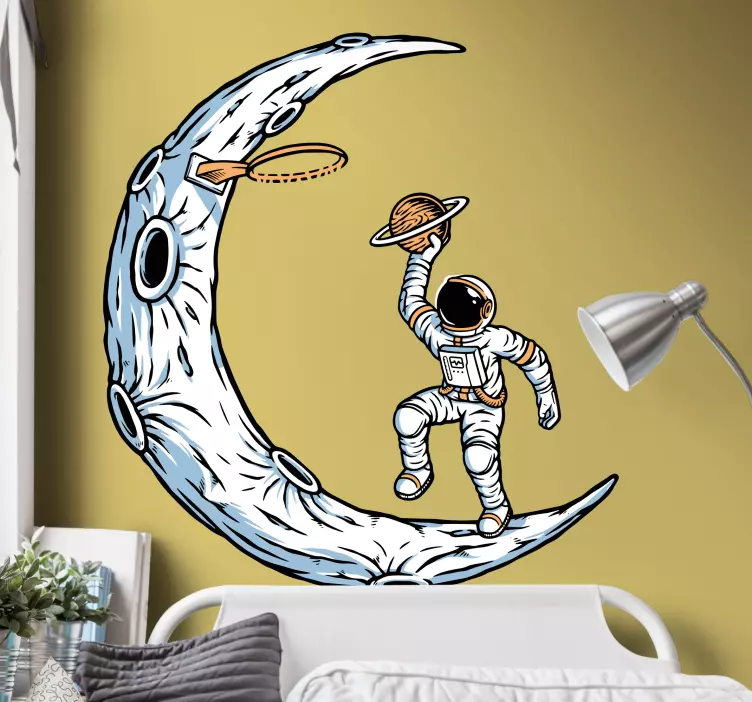 Astronaut som holder planeten verdensrommet klistremerke - Tenstickers