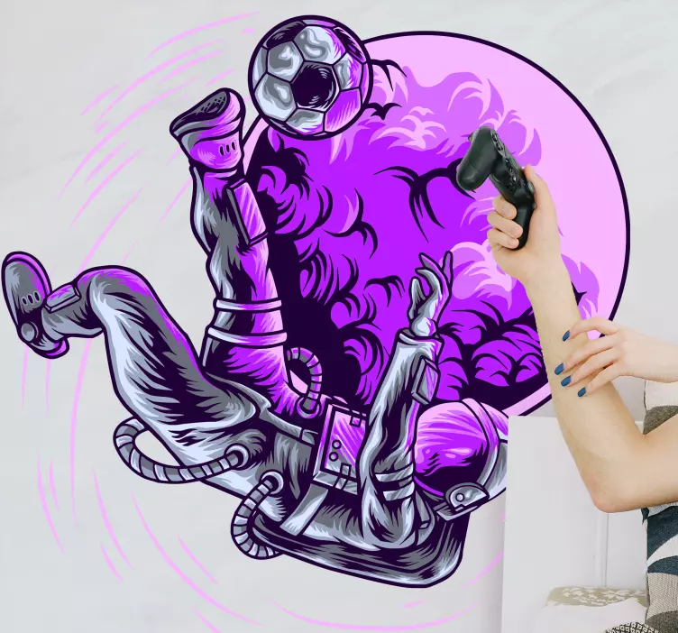 Astronaut som sparker ball fotball-klistremerke - Tenstickers