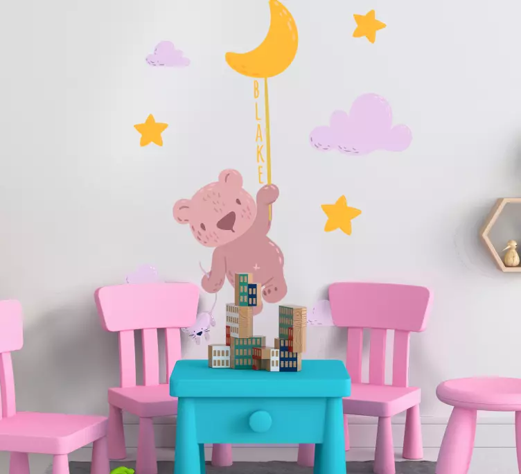 Baby bjørn stjerne med navn personlig klistremerke - Tenstickers