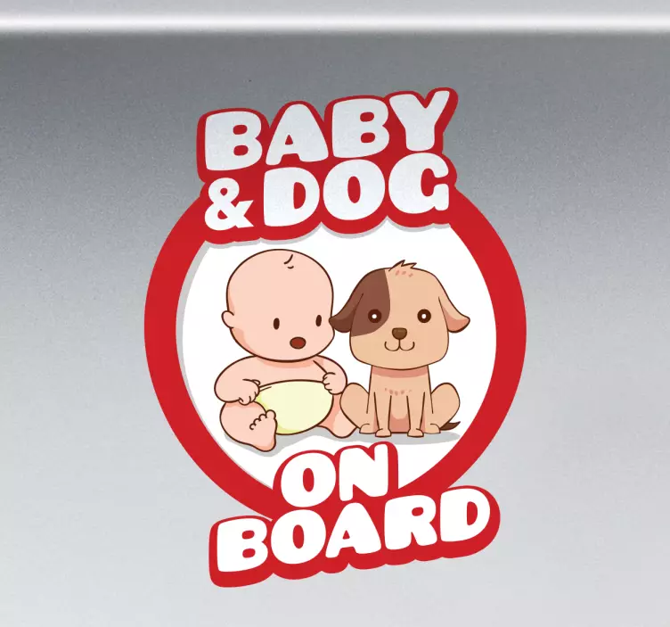 Baby og hund om bord klistremerke bil - Tenstickers